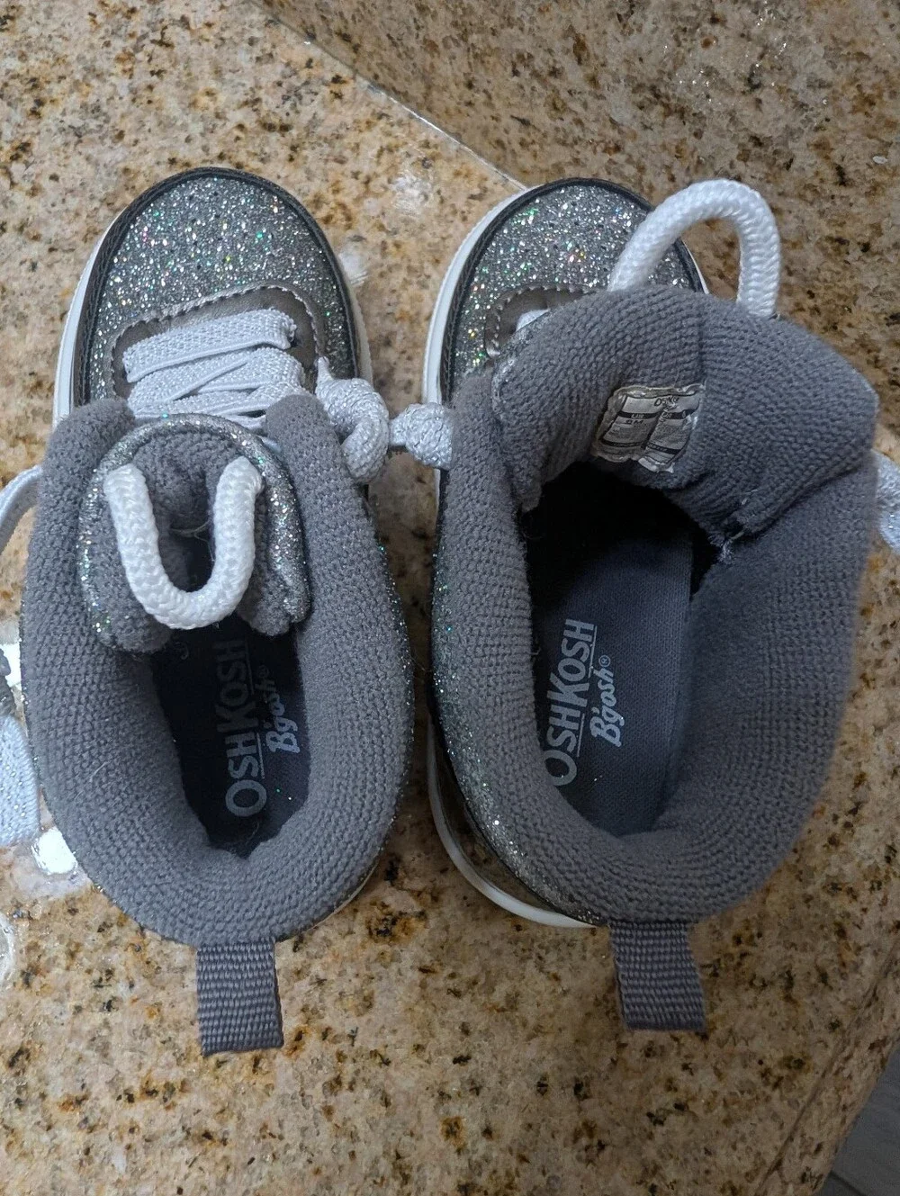 OshKosh B'gosh Girls' Glitter High-Top Sneakers - Silver